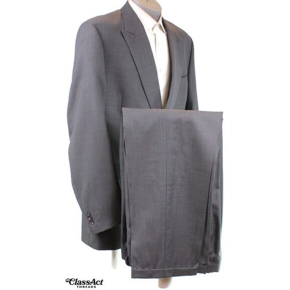Paul Dione 2 Piece Suit Mens Gray Birdeye Double Breasted 44XL Pleated 36" W - Picture 1 of 10